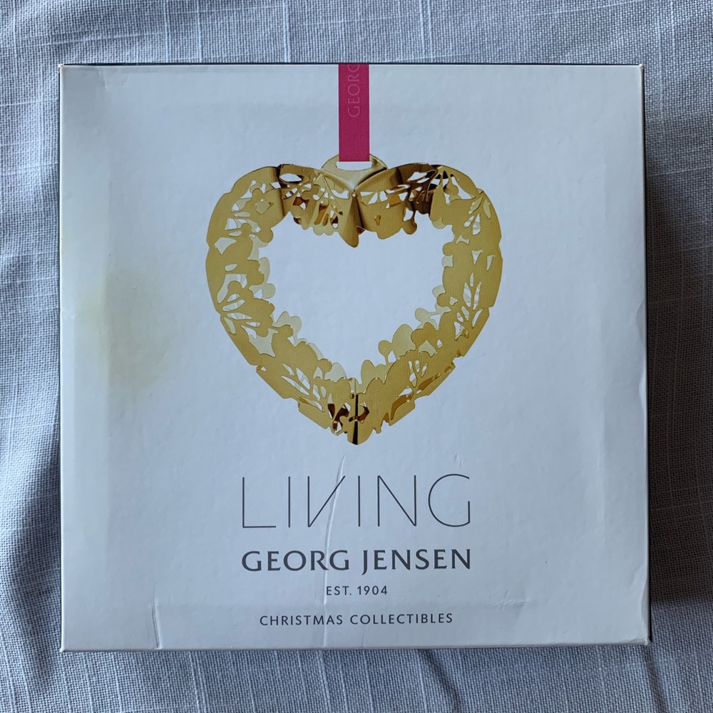 Georg Jensen Living 2015 Gold Heart Christmas Ornament - New Open Box